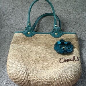 Rattan coach tote bag